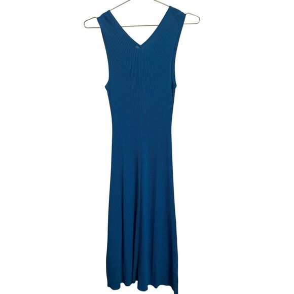 Everlane The Ribbed Knit Midi Dress Blue Sleeveless Small - Picture 4 of 6